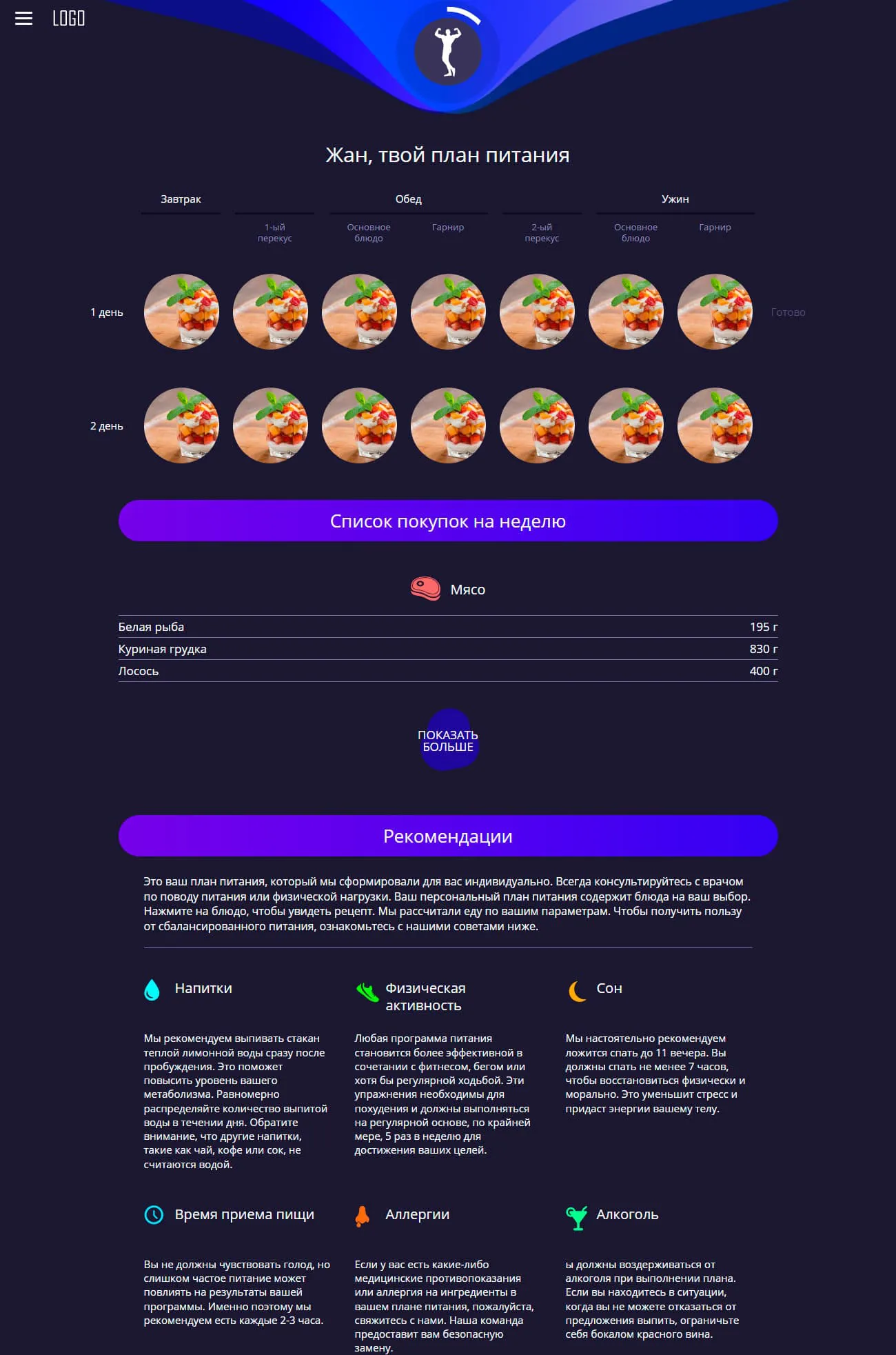 План питания